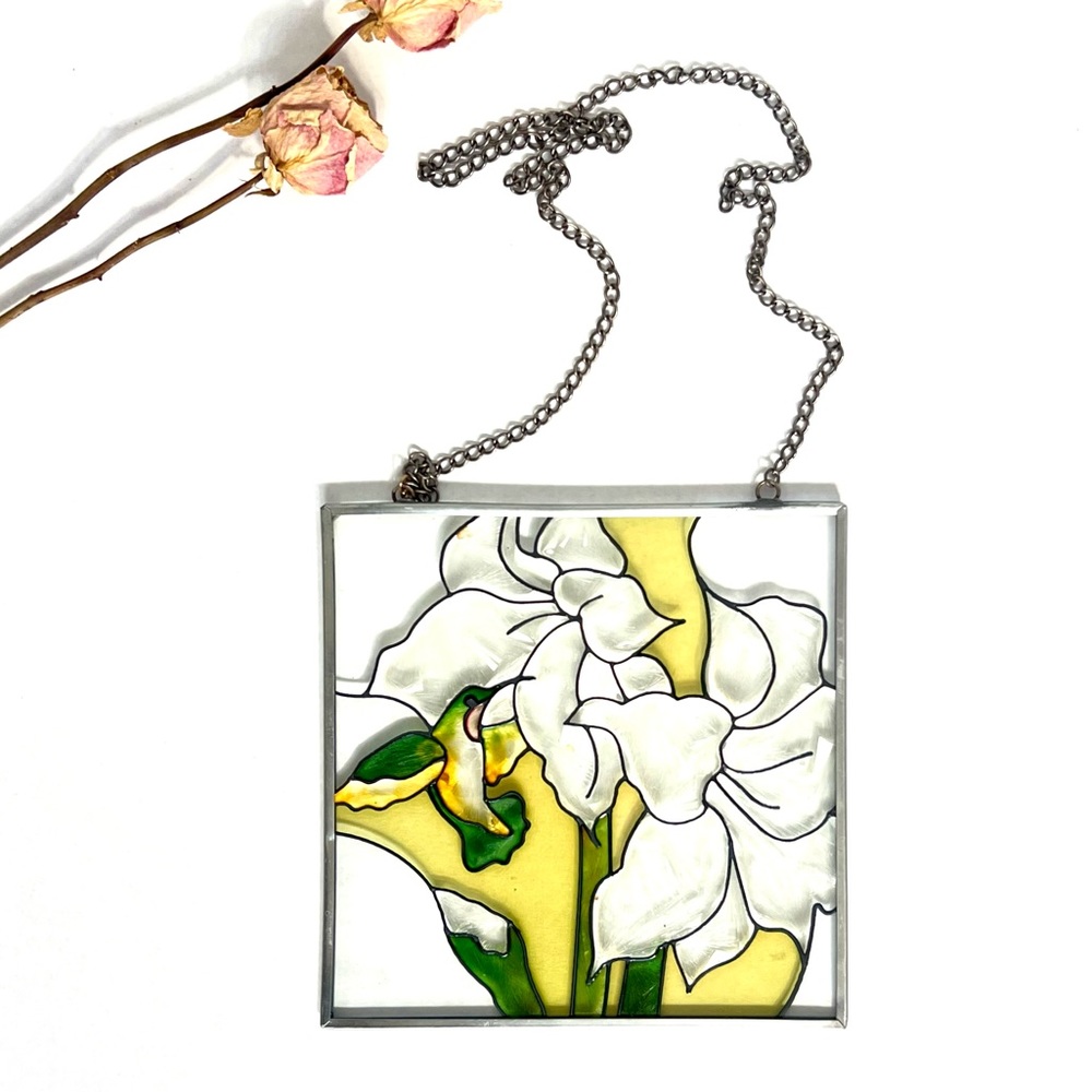 Stained Glass Hummingbird & Flower Wall Decor